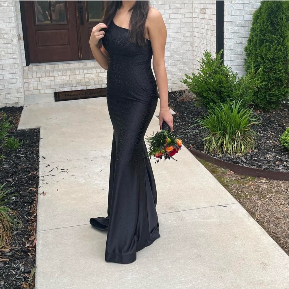 One Shoulder Black Dress